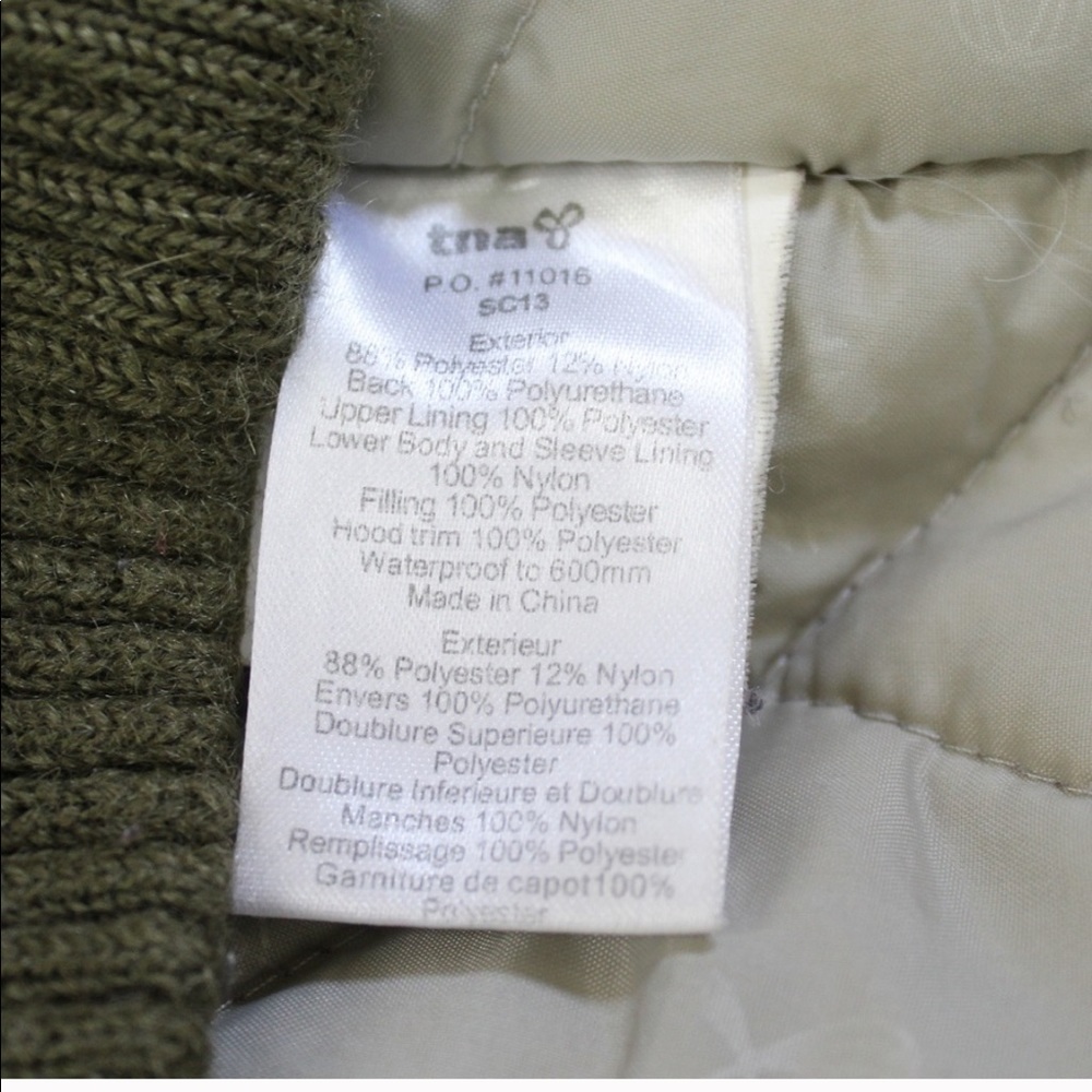 TNA Honey Ryder Vegan Olive Green Parka Aritzia - Picture 6 of 8